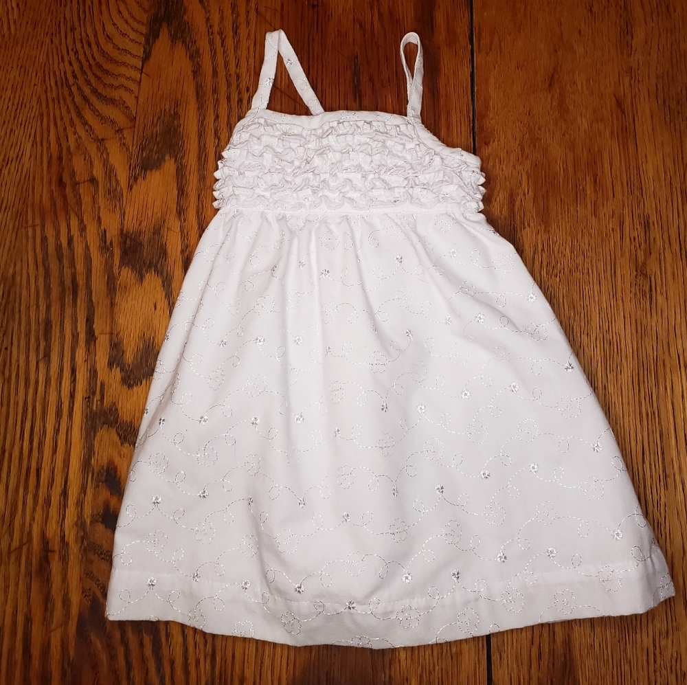 White Eyelet dress with ruffle top, 12 months